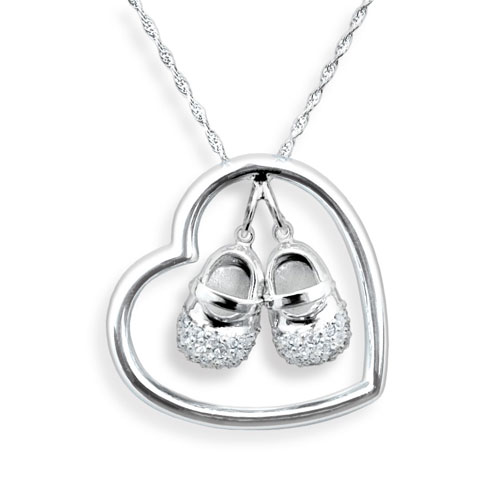 Solstice Design Studio HSB-W Sterling Silver-White CZ Heart-n-Sole Necklace with 16 Inch... by Solstice Design Studio