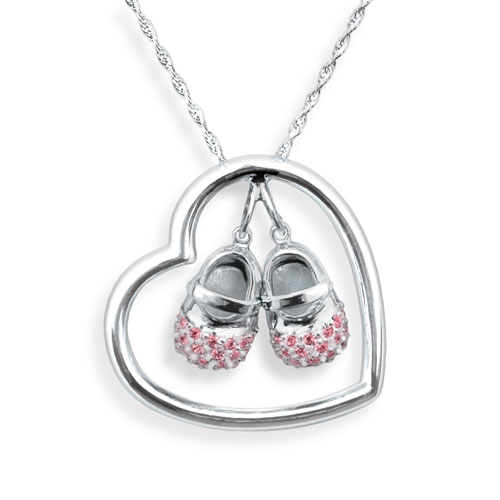 Solstice Design Studio HSB-P Sterling Silver-Pink CZ Heart-n-Sole Necklace by Solstice... by Solstice Design Studio