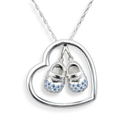 Solstice Design Studio HSB-B Sterling Silver-Blue CZ Heart-n-Sole Necklace by Solstice... by Solstice Design Studio