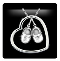 Solstice Design Studio HSD-NN 14k White Gold Heart-n-Sole Necklace with 16 Inch Chain by Solstice Design Studio