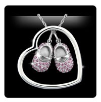 Cheap Solstice Design Studio HSD-FPN 14k White Gold 1.70 ct tw Pink Sapphire Heart-n-Sole Necklace with 16 Inch Chain