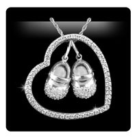Solstice Design Studio HSD-TD 14k White Gold .67 ct tw Diamond Heart-n-Sole Necklace with 16 Inch Chain