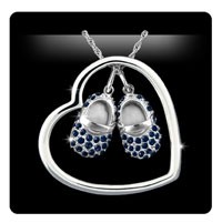 Cheap Solstice Design Studio HSD-FBN 14k White Gold 1.70 ct tw Blue Sapphire Heart-n-Sole Necklace with 16 Inch Chain