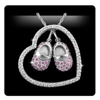 Cheap Solstice Design Studio HSD-FP 14k White Gold 2.02 ct tw Diamond and Pink Sapphire Heart-n-Sole Necklace with 16 Inch Chain