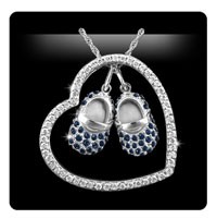 Cheap Solstice Design Studio HSD-FB 14k White Gold 2.02 ct tw Diamond and Blue Sapphire Heart-n-Sole Necklace with 16 Inch Chain