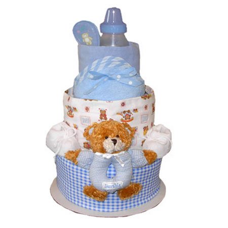 Tumbleweed Babies 1183103 3 Tier Loveable Bear Diaper Cake - Boy baby gifts