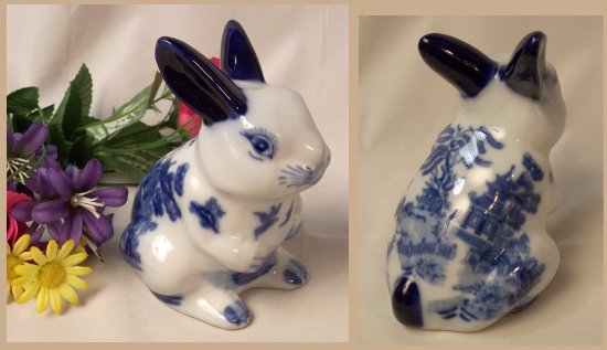 IWDSC 0194974520 Blue Willow Ceramic Rabbit