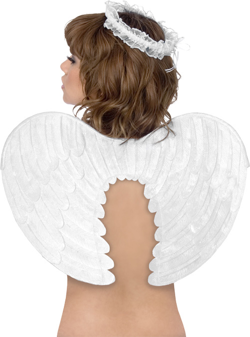 Costumes 181687 Velvet Angel Wings and Halo White Adult