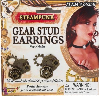 Forum Novelties 199223 Steampunk Gear Stud Earrings Adult