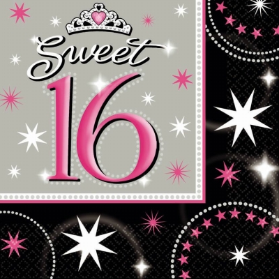 Amscan 147482 Sweet 16 Sparkle Lunch Napkins
