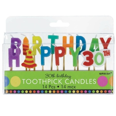 Amscan 201369 30th Birthday Toothpick Candles