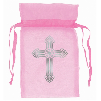 Costumes 204786 Pink Organza Bags with Cross