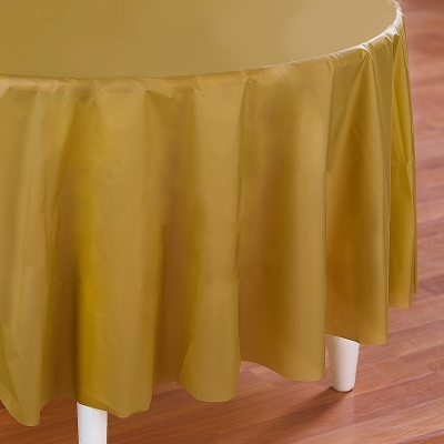Creative Converting 192853 Glittering Gold Gold Round Plastic Tablecover