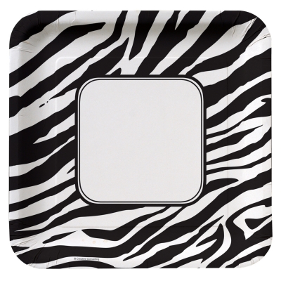 Creative Converting 201346 Animal Print Zebra Deep Dish Square Dinner Plates