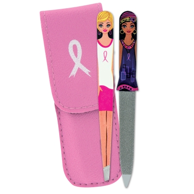 DM Merchandising#44; Inc. 191766 Breast Cancer Awareness Uptown Girls Nail File  Tweezer Set