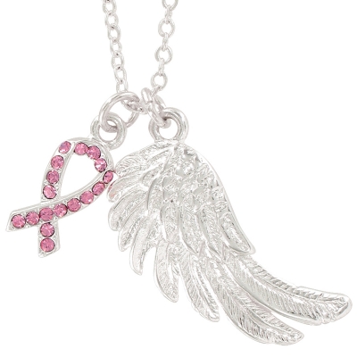 DM Merchandising#44; Inc. 191768 Breast Cancer Awareness Angel Wish Necklace