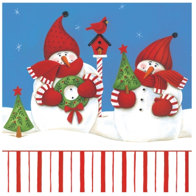 Creative Converting 191224 Candy Cane Snowman Lunch Napkins