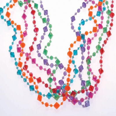 US Toy 154492 Pearlized Diamond Bead Necklaces Asst. 12 count