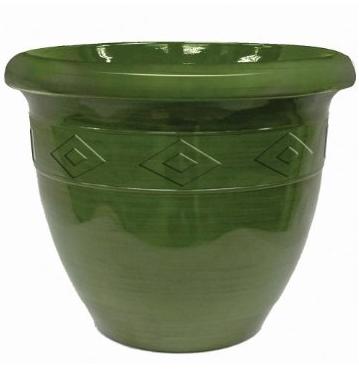 Garden Odyssey CEBPLYFP74420A3 Double Rim Glazed Brush Stroke Planter Green 20in