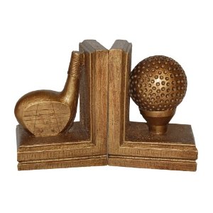 34291tg Golf Bookends - Tarnished Gold