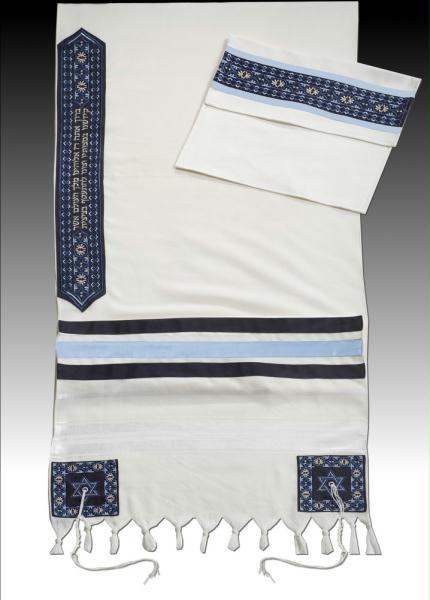 Judaica ATDABLUE105 18"x 80"Men Tallit Set Blue