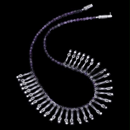 Ethnic Necklace with Amethyst Gemstone Tassels