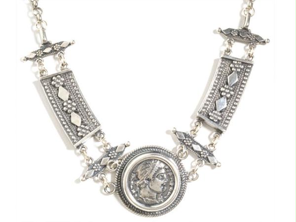 925 silver handmade necklace with casted Roman coin