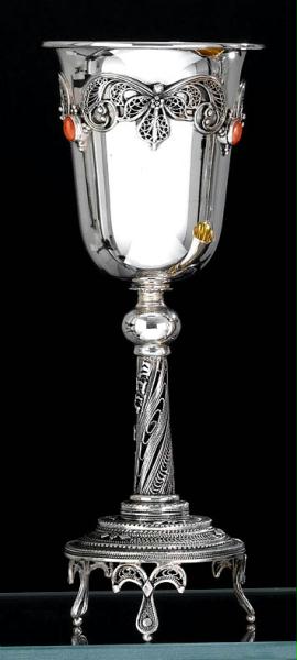 Judaica BZSCJ103F Sterling Kiddush Cup Amethyst Stone Silver