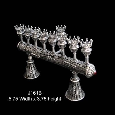 Sterling Silver Filigree Hanukkah Menorah Shabbat Candlesticks