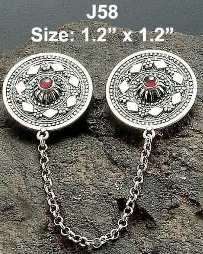 Judaica BZTCJ058 1.2"x 1.2"Sterling Tallit Clips Silver