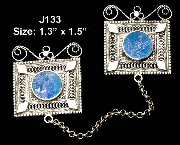 Sterling Silver Genuine Roman Glass Tallit Clips