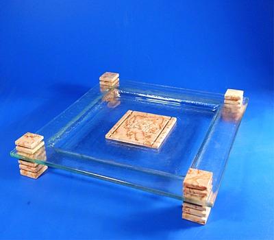 Katzrin Matzah Slot Jerusalem Stone Glass Matzah Tray