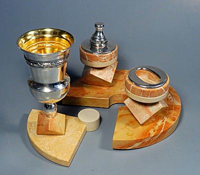 Bsamim Sterling Silver Jerusalem Stone Havdalah Set