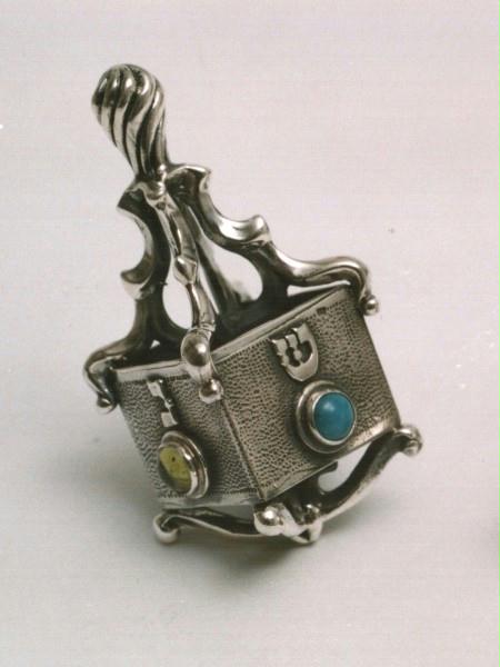 Judaica DJDBSV007 Scroll Stone Dreidel Silver