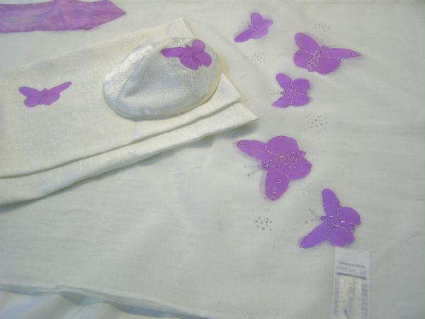 Judaica GSWTBTF 20"x 72"Purple Butterfly Tallit