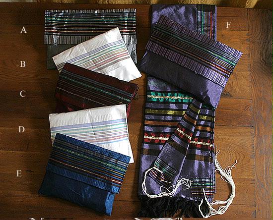 Gabrieli Hand Weaven Silk Tallit Colored Stripes on Color Pattern no. 14