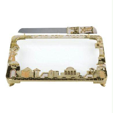 Judaica KIJCHBK6902 20cm x 30cm Challah board and Knife Ivory