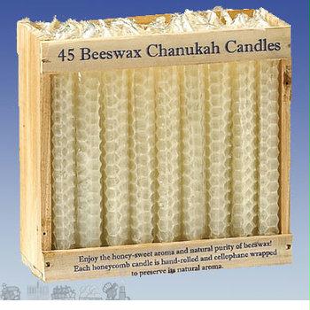 Chanukah Candles Honeycomb Beeswax#44; Natural Color