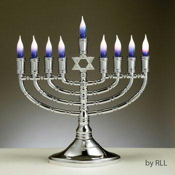 Judaica RLJR2 16"H Premium Silvertone Electric Menorah