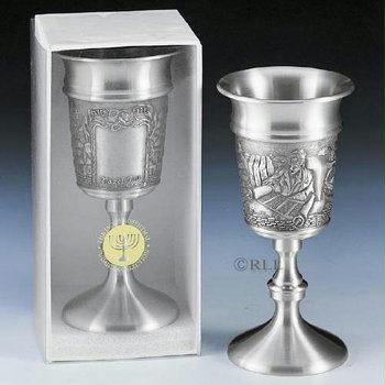 Bar Mitzvah Boy Pewter Kiddush Cup#44; 6 in.