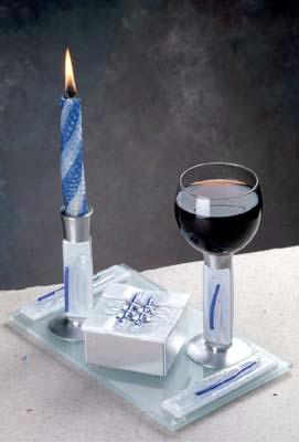 Judaica SBHSW Streamer Havdalah Set Plate/Cup White