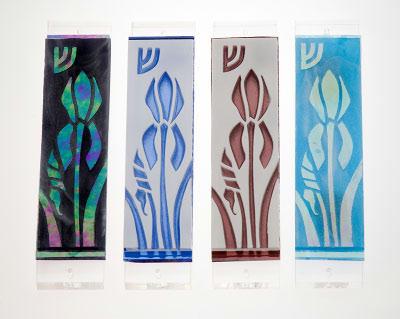 Judaica SFMZ3059 Glass and Stained Glass Iris Mezuzah 3059