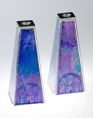 Judaica SFSCSJCS1078 6"Jerusalem Shabbat Candlesticks