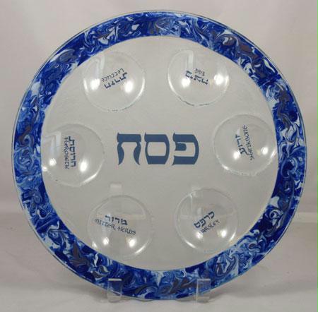 Blue Swirl Seder Plate by Tamara Baskin