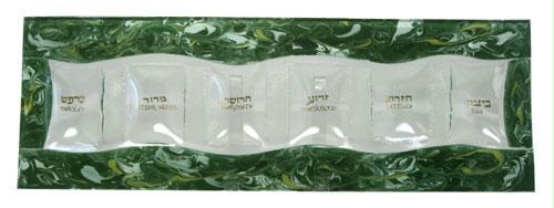 Rectangular Green Swirl Seder Plate by Tamara Baskin