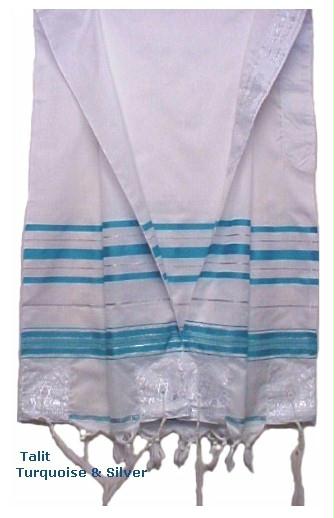 Prayer Shawls Tallit Turquoise Silver Trims