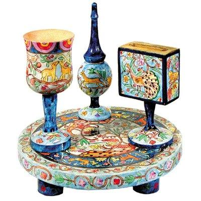 Oriental Hand Painted Wooden Havdalah Set by Yair Emanuel
