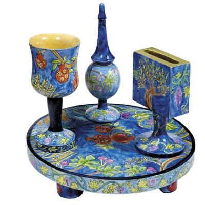 Seven Spices Hand Painted Wooden Havdalah Set by Yair Emanuel