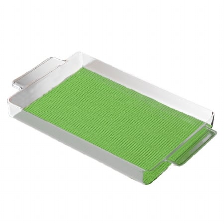 Kraftware 37629 Fishnet Rect. Handled Galery Tray 20 In. X 14 In. Lime Green