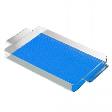 Kraftware 12229 Fishnet Rect. Handled Galery Tray 20 In. X 14 In. Process Blue